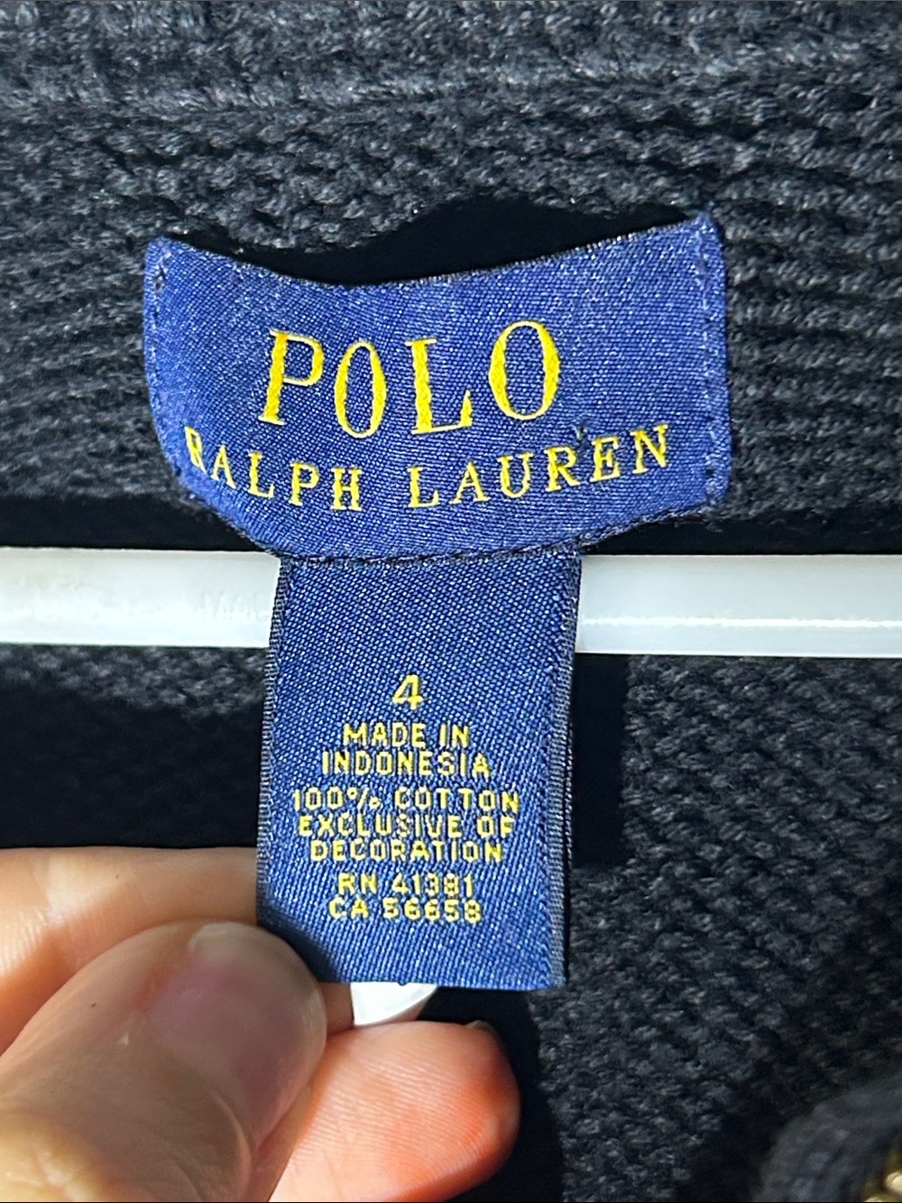 Polo by Ralph Lauren Navy Half-Zip Knit Sweater with Red Pony Sz 4T - Picture 3 of 7